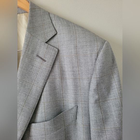 Trussini Luxe 100% Wool Men's Sport Coat/Blazer Light Gray Plaid EU52/US L - Picture 6 of 16